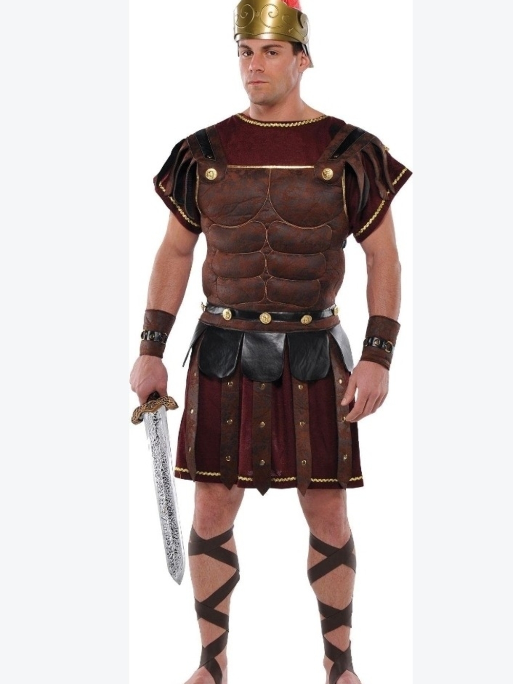 Mens Roman Gladiator Costume Chest Armor in Dark Brown - Picture 2 of 2